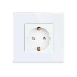 Bingoelec Power Socket,16A EU Standard Electrical Outlet 86mm*86mm White Crystal Glass Panel Wall Socket