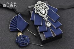 Luxury Black Rhinestone Bow Tie British High-end Men's Boy Business Wedding Suit Shirt Collar Flowers Sets Handmade Jewelry Gift