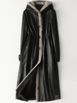 Lautaro Winter Long Warm Thick Black Leather Coat Women with Fur Inside Elegant Luxury Faux Fur Lined Jacket Parka Fashion 2021