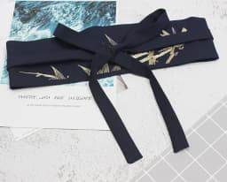 [EAM]  Black Embroidery Bandage Split Long Wide Belt Personality Women New Fashion Tide All-match Spring Autumn 2026 1Y820
