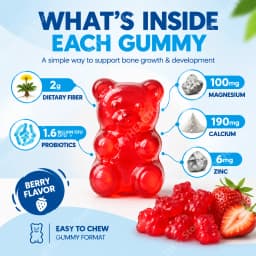 Heightener Calcium D Gummies Boost Bone Growth Reinforce Bone Strength Magnesium Zinc Growth Formula for Kids & Adults, 60 Count