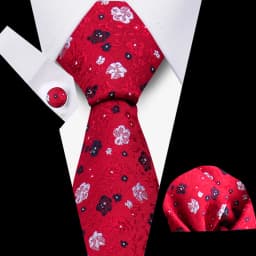 Tie For Men Classic Plaid Handkerchiefs Red Necktie Cufflinks For Men Blouse Business Wedding Accessories Women Collar Man Gift