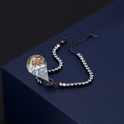 Custom Photo Bracelet Personalized Photo Projection Bracelet Circle Photo Bracelets with Picture Inside for Women Birthday Gifts