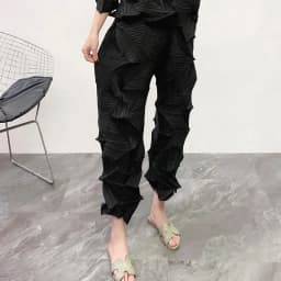 Miyake Fold 2025 Fall New Disorderly Pleated Pants Loose Mid-waist Diamond Pleated Straight Leg Casual Pants