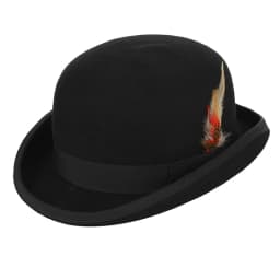 100% Wool Felt Black Derby Bowler Hat for Men Women Satin Lined Fashion Party Formal Fedora Costume Magician Cap