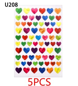 5 Pages Laser Gold Foil Self-adhesive Star Round Heart-shaped Stickers Reward Chart Decorative Children Toy Gifts Sticker Labels