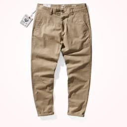 Spring New American Retro Heavyweight Woven Twill Stretch Pants Men's Pure Cotton Washed Slim Straight Business Casual Trousers
