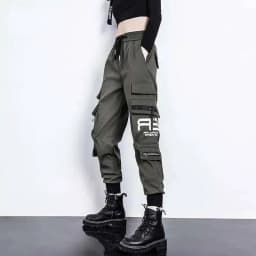 HKSH Women Tide Cargo Pants Casual Loose Trend American Pockets Safari Style Overalls High Street Foot Binding Hiking Ins HK3902
