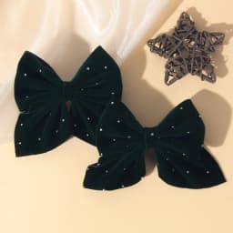 2PCS/Set Elegant Velvet Embellished With Diamonds Bow Hair Clip Girls Without Damaging Hair Safe Hair Accessory Kids Gift