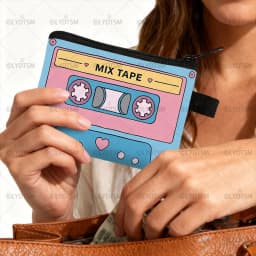 Cute Tape Cassette Case Graphic Print Coin Purses Women Men Wallet ID Credit Card Lipstick Key Storage Bag Money Coin Bag