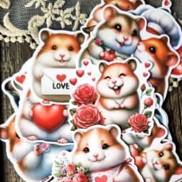 1 set Cute Kawaii Valentine's Day Hamster Stickers Decal For Phone Car Case Laptop Album Diary Backpack Stickers stationary