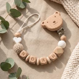 2026 Personalized Baby Pacifier Clip Custom Name Wooden Dummy Chain Silicone Teether Holder BPA Free Baby Shower Gift