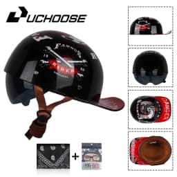Uchoose Summer Motorcycle Casque DS Baseball Cap Helmet Retro Helmets Vintage Open Face Scooter Cruiser Chopper Gangster