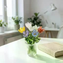 6/7Pcs Realistic Glass Flower Artificial Simulation Plants for Home Decoration and Creative Gift Ideas