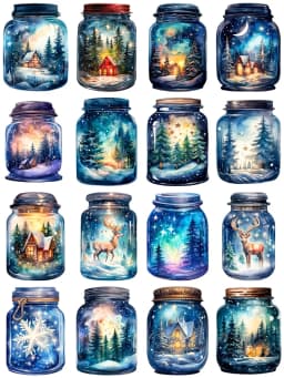 16Pcs/Pack Winter Christmas Magic Pot Sticker DIY Craft Scrapbooking Album Junk Journal Decorative Stickers