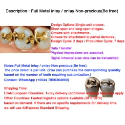 OEM Custom Dentures Fixed Restorations CAD/CAM Multilayered Zirconia IPS e.Max Veneer Post PFM Co-Cr Alloy FMC Bridge