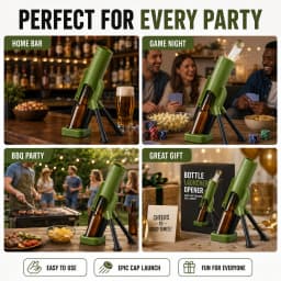 Novelty Mortar Bottle Opener Cap Launcher Shooter Magnetic Automatic Beer Opener Funny Bar Party Gadget Gift For Men