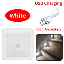LED Night Light Smart Motion Sensor Battery USB Charging Operated Bedside Lamp Living Room Hallway Pathway Toilet Home Lighting