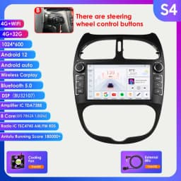 2Din Carplay Android Auto Car radio For PEUGEOT 206 206CC 206SW 2000-2008 Multimedia GPS 2din autoradio No DVD Octa Core 7862
