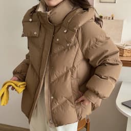 Thicken Warm Stand Collar Hooded Parkas Women Swinter Olid Color Long Sleeve Short Puff Parkas Zipper Button Cotton Padded Coats