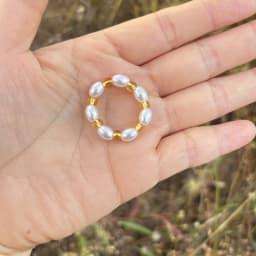 Elastic Beaded Ring Featuring Acrylic Pearls in Wave Drop Geometric Shapes Korean Style Unisex Jewelry Fresh Sweet Design Multip