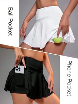 FINETOO Women's Solid Color Shorts With Phone Pocket,Women's Yoga Golf Clothing,High Waisted Tennis Style Pleated Skirts