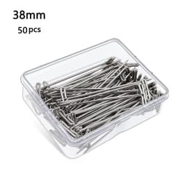 100pcs Long T Pins Silver Wig Pins for Wigs Making/Display On Mannequin Canvas Head 38/51mm T Pins Needle Salon Styling Tools