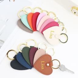 Customized Name Ins-Style Heart-Shaped PU Leather Multi-Color Simple Gift for Couples, Ladies, Bags, Car Keychains, Pendants