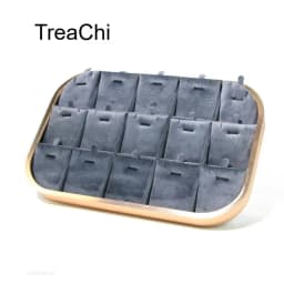 Pink Beige Gray Premium Metal Edge Inside Velvet Jewelry Tray Necklaces Rings Pendants Bracelets Storage and Display Tray