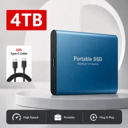 4TB Slim External SSD Portable Type-C Hard Drive USB 3.1 Storage for Mac Laptop PC Phone Backup Data