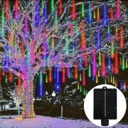 Solar Meteor Shower Lights 30CM8Tubes-50CM8Tubes Warm White Blue Colorful LED String IP54 Waterproof 8 Modes Garden Christmas