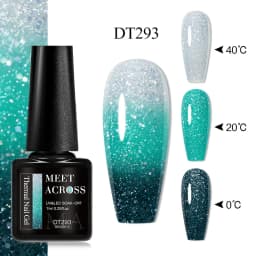 MEET ACROSS 7ml Glitter Sequins Thermal Gel Nail Polish 3 Layers Temperature Color Changing Semi Permanent UV Gel Varnish Nails