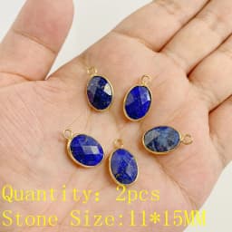 2PCS Natural Blue Lapis Lazuli Stone Gem Pendant Connector Charm For DIY Woman Men Jewelry Making Accessory Wholesale