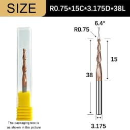 Carbide Spiral Tapered Ball Nose End Mill 6mm Shank 2 Flutes Router Bit Woodworking CNC 2D 3D Carving Bits Wood Milling Cutter