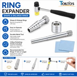 TOKTOS Ring Stretcher Enlarger Tool Jewelry Ring Sizer Expander Rubber Hammer Repair Kit for Wedding Engagement Ring Making