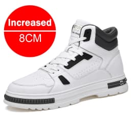 New Height Increasing 6/8CM Men's Leather Boots Breathable Casual Shoes Athletic Jogging Gym Shoes Fashion Leather Sports Shoes