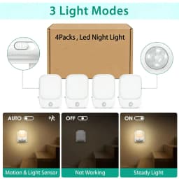 1pc/2pcs/4pcs/10pcs Smart LED Night Light with Sensor, Adjustable Brightness, Motion Sensor Night Light, Warm White