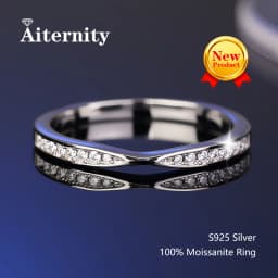 925 Sterling Silver Female Single Tail Ring100% Pass Diamond Tester Pen Moissanite Ring Matching Wedding Diamond Band for Women