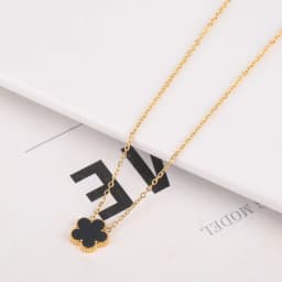 Double Sided Hot Selling 15mm Plant Five Leaf Flower Plum Blossom Pendant Necklace For Women's Stainless Steel Clover