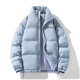Men Color Block Stand Collar Cotton Coat Men Korean Style Quilted Cotton Outerwear Couple Matching Warm Padded Windproof Parkas