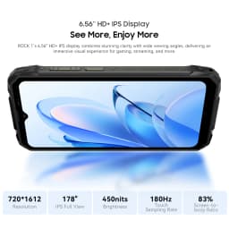 Blackview ROCK 1 AI Rugged Smartphone 6.56-inch 90Hz Display 256GB MediaTek Helio G81 4G Android 16 NFC Torch 15000mAh/33W