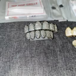 Teeth Grillz Set for Unisex Top Bottom Mouth Silver Color Teeth Grills Tooth Cap Removable Dental Fashion Body Jewelry