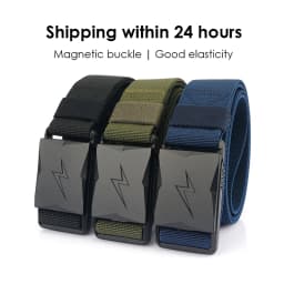 KOLBER Magnetic Elastic Belt for Men Quick Release Buckle Tactical Outdoor Belt Premium Nylon Casual Belt Stretch Waistband Male