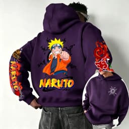 Naruto 2026 Spring and Autumn New Cartoon Anime Harajuku Y2K Street Fashion Couple Hooded Sweatshirt