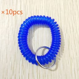 10pcs Lucky Line 2” Spiral Wrist Coil with Steel Key Ring, Multi-Color Flexible Wrist Band Key Chain Bracelet, Stretches to 12”,