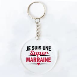 Best Godmother In World Print Keychain Circle Monogram Acrylic Keyring Fashion Key Chain Festive Birthday Gifts for Marraine