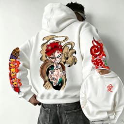 Naruto Gaara 2026 Spring and Autumn New Cartoon Anime Harajuku Y2K Street Fashion Couple Hooded Sweatshirt