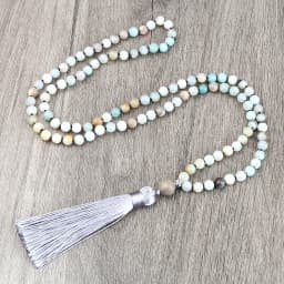 108 Mala Beaded Tassel Necklace Tiger Eyes Turquesa Meditation Yoga Jewelry Women Malachite Bohemian Ethnic Amazonite Necklace