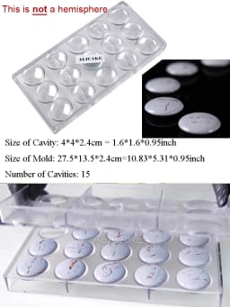 Chocolate Mold 15 Cavity Polycarbonate Chocolate Moulds Volcano Candy Bonbons Forms Confectionery Baking Tools φ1.58"xH0.24"