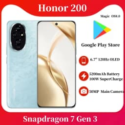 New Original Honor 200 Mobile Phone 5G Snapdragon 7 Gen 3 6.7'' 120Hz OLED Screen 5200mAh Battery 100W SuperCharge NFC Google